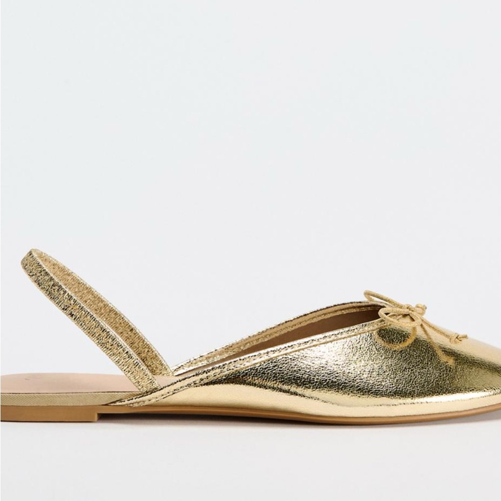 NWT GOLD ZARA Slingback Ballet Flats SIZE 10